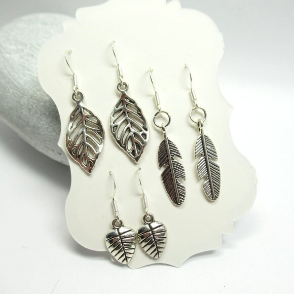 Trio of leaf earrings 3 - Picture 2 of 6